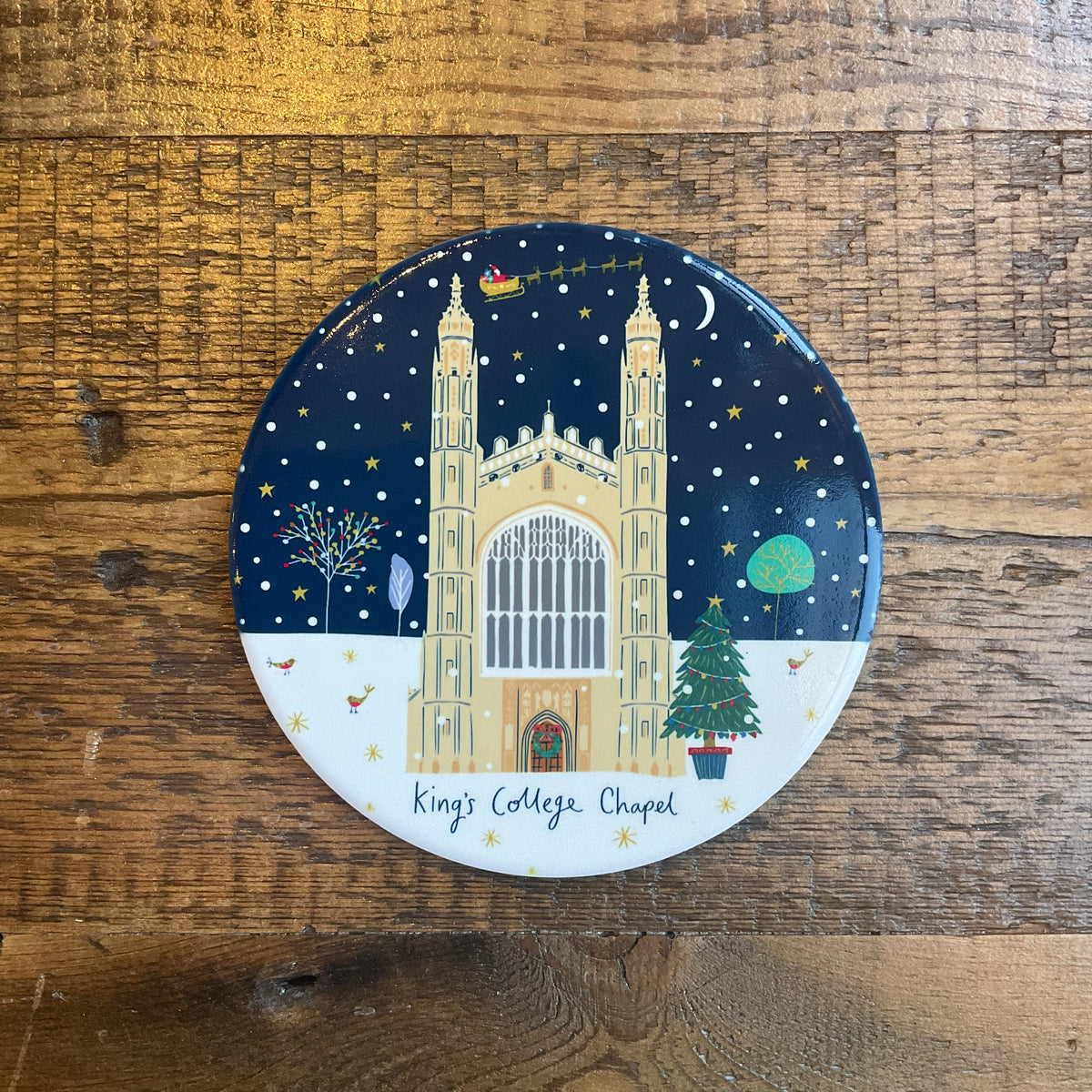 Christmas at King's Ceramic Coaster Midnight The Shop at King's College, Cambridge