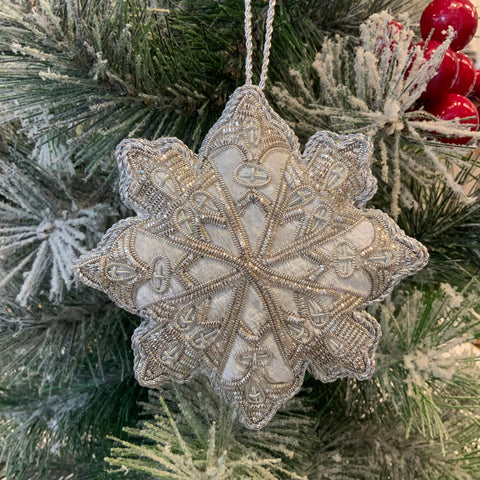 Snowflake White with silver embroidery