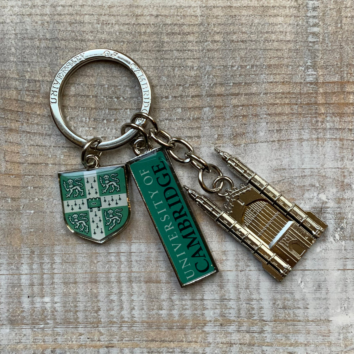 Cambridge, King's College Chapel and Crest Charm Keyring The Shop at