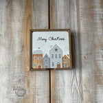 Merry Christmas Wintery Street Decorative Coaster Set