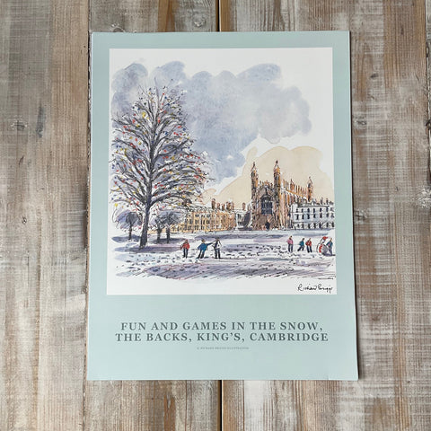 Fun and Games In The Snow, The backs, King's, Cambridge Poster by Richard briggs