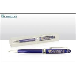 Cambridge University Dark Blue Ballpoint Pen in Clear Case