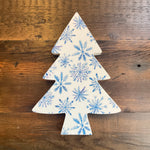 Blue Snowflake Pattern Wooden Tree Decoration