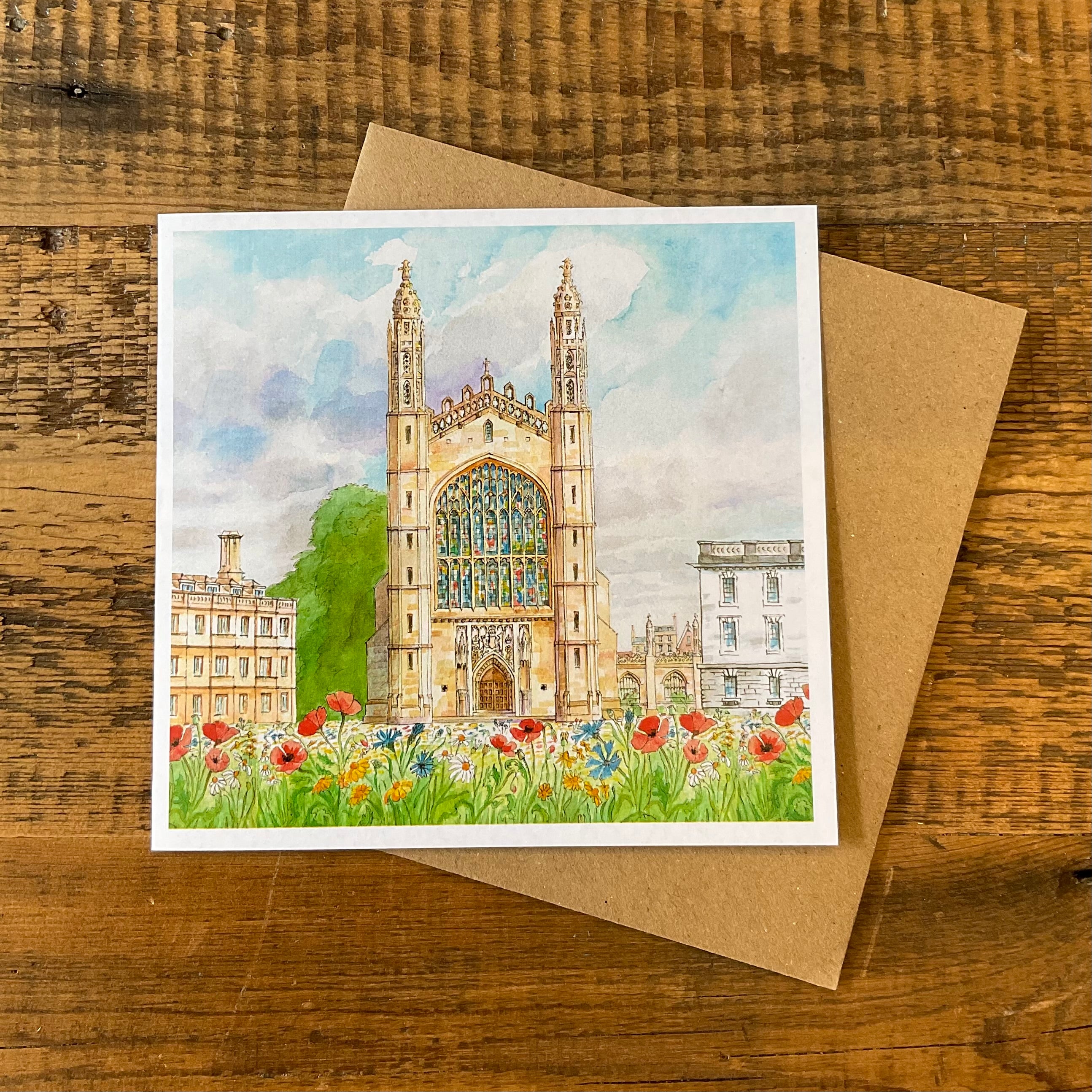 King's College Wildflower Meadow Greetings Card