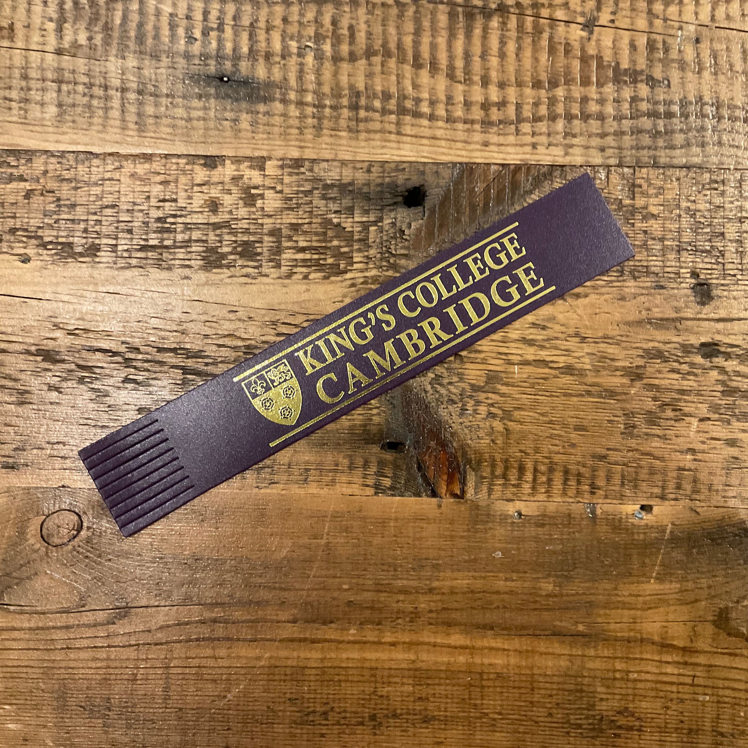 King's College Purple Leather Bookmark