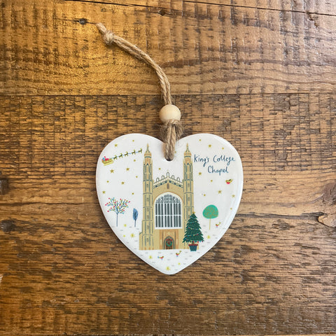 Christmas at King's Chapel Heart decoration- White