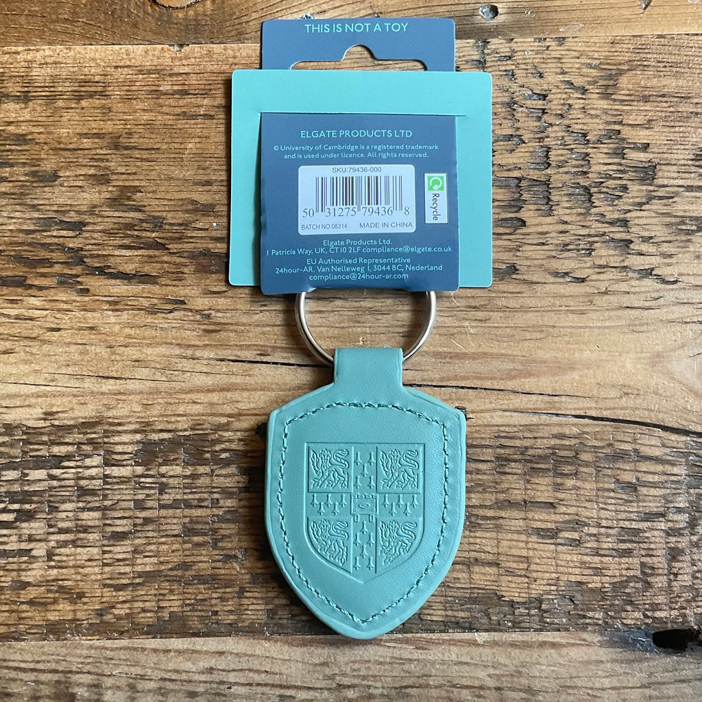 Cambridge University Silver Metal Shield Blue Leather Keyring
