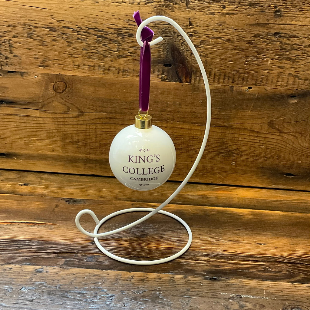 King's College Cambridge Bespoke China Bauble- Royal Purple
