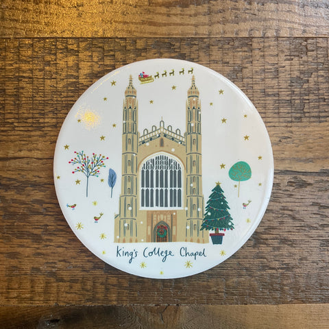 Christmas at King's Ceramic Coaster- White