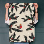 Festive Robin Tea Towel