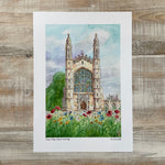King's College Chapel, Wildflower Meadow A4 Print