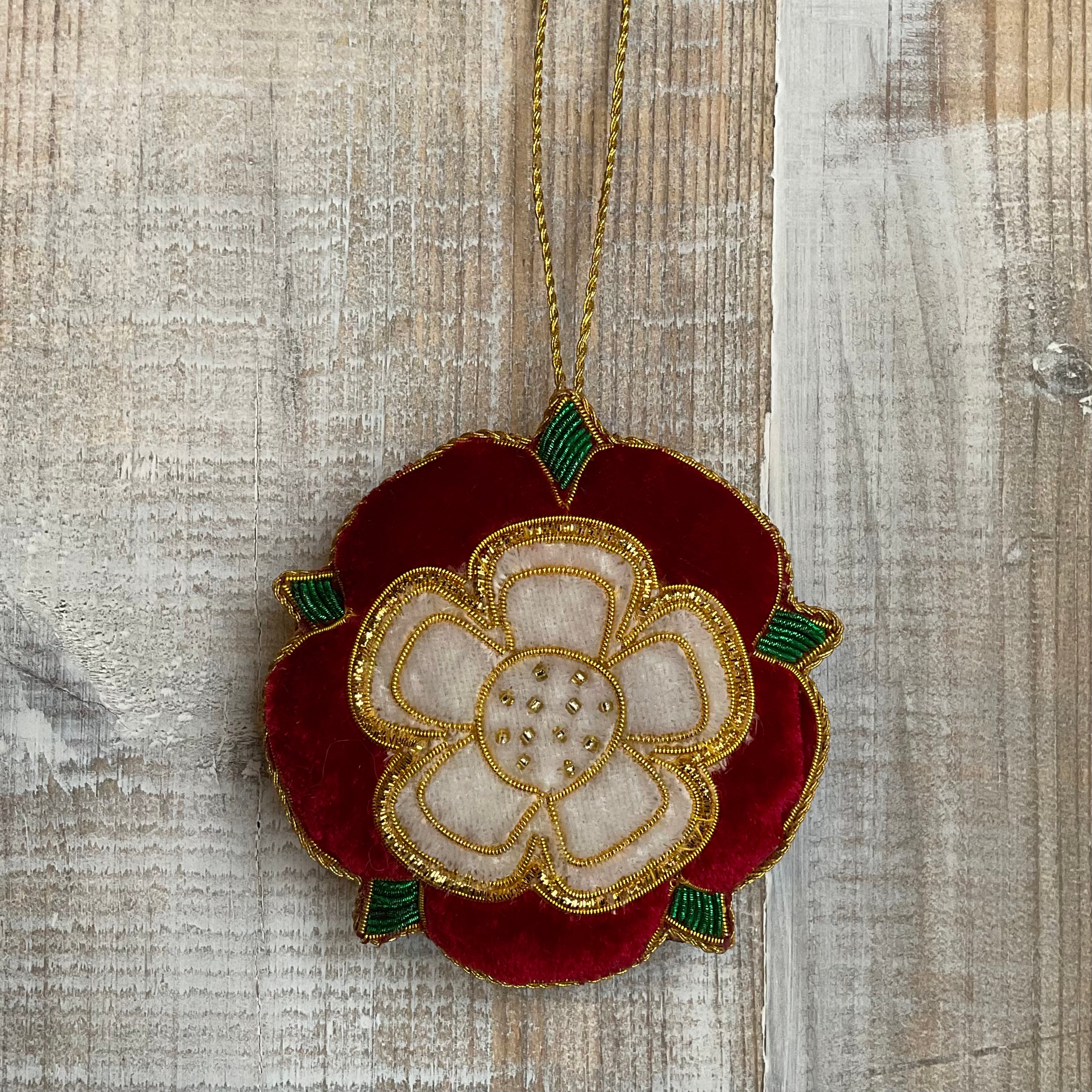 Red and White Velvet Tudor Rose