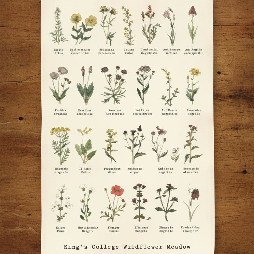 King's College Wildflower Meadow Tea Towel
