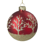Red Glass Bauble With Gold Trees