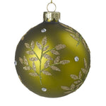 Lime Glass Bauble With Gold Leaf