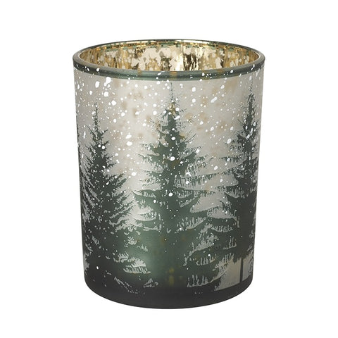 Glass Snowy Forest T-Light Holder