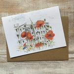 A6 Gibbs Building, King's College, Cambridge Wildflower Meadow Greetings Card