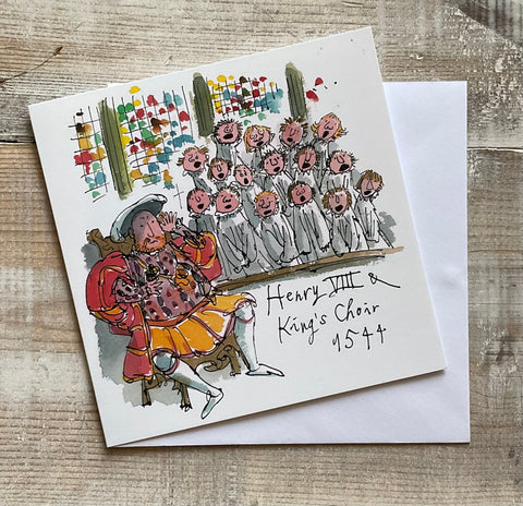 Pack of 10 Henry VIII and King's College Choir Christmas Card