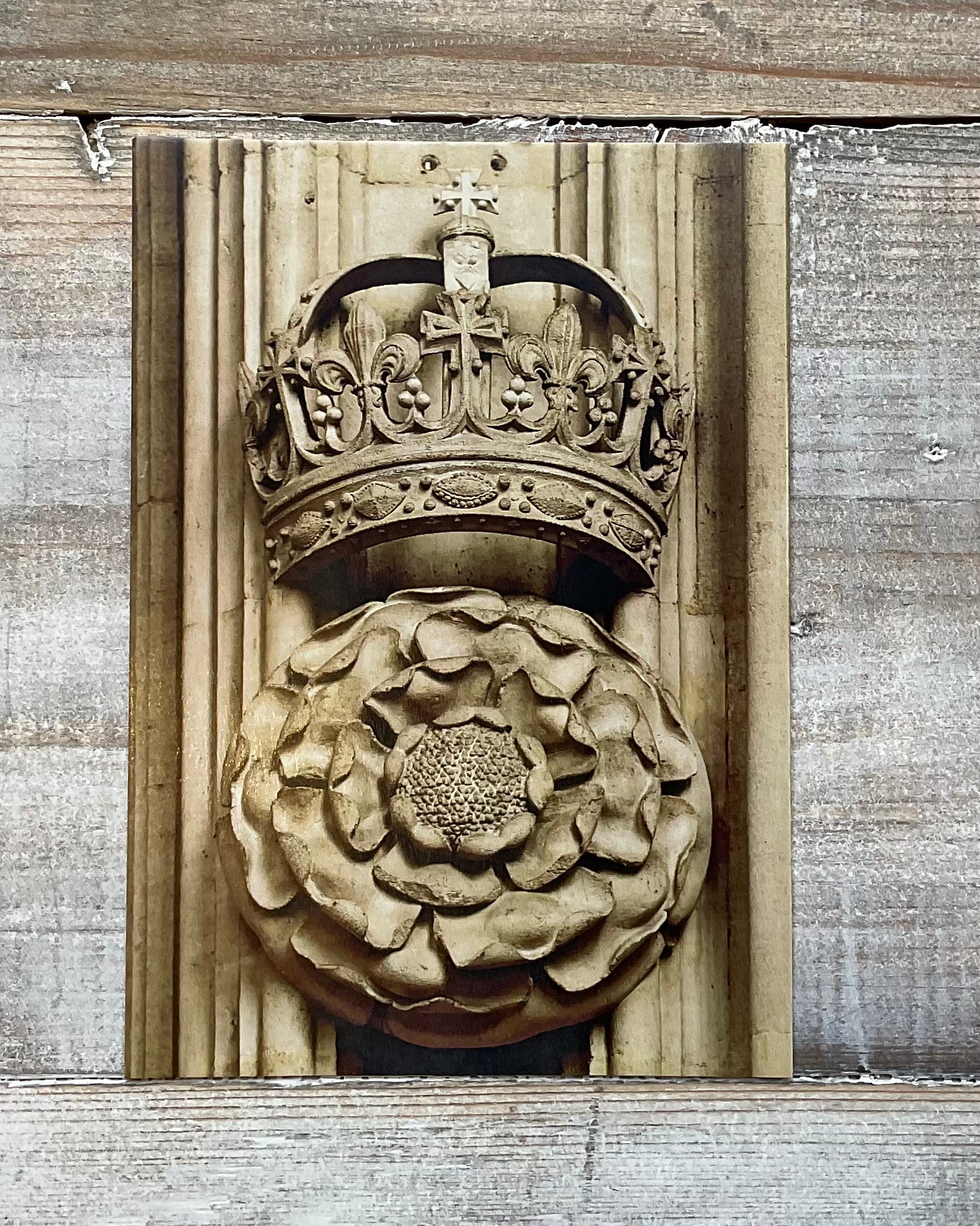 Stonework Tudor Rose Postcard- King's College Chapel