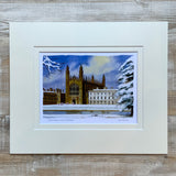10x12" Mounted Print: King's College in Winter