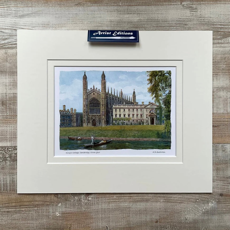 8'' x 6'' Cambridge, Kings College Chapel Circa 1910 Mounted Print