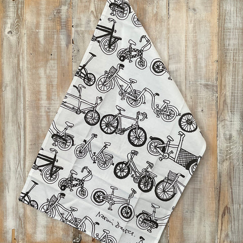 All The Bikes Tea Towel by Naomi Davis